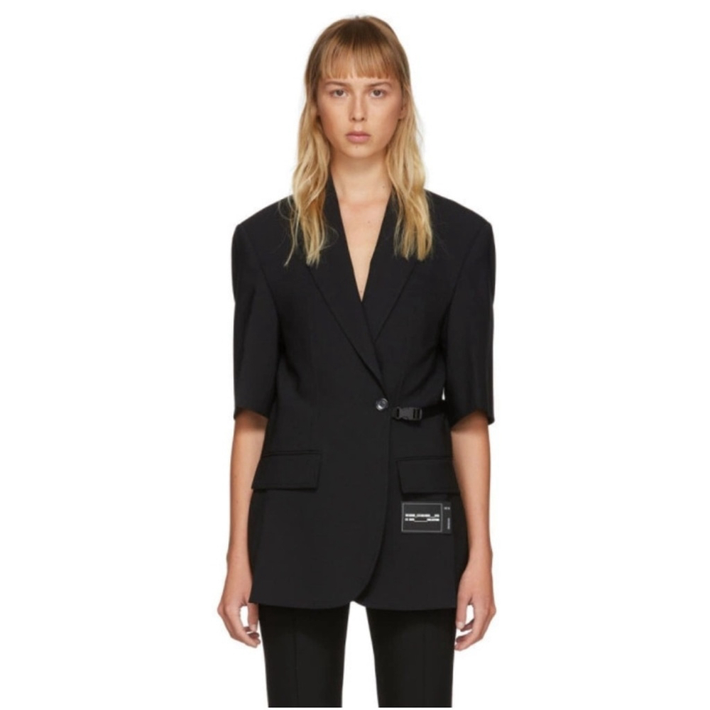 We11done Black Short Sleeve Buckle Blazer Size Large Modern Oversized Designer
